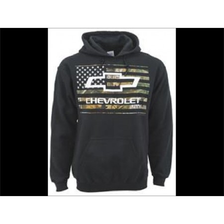 Sweat shirt Chevrolet noir avec drapeau Americain camouflage et Logo Chevrolet taille M